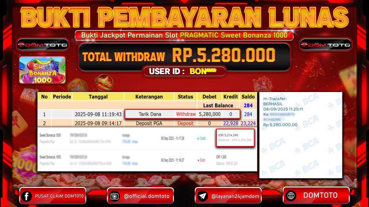 JACKPOT Sweet Bonanza 1000 Pragmatic Play 08 SEPTEMBER 2025